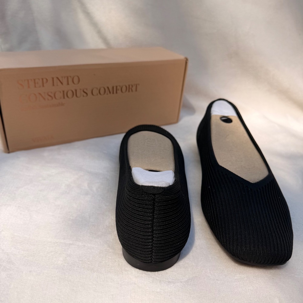VIVAIA Margot 2.0 Square-Toe Knit Flats Black Wide | EU 41.5 / US 10 - Picture 7 of 11